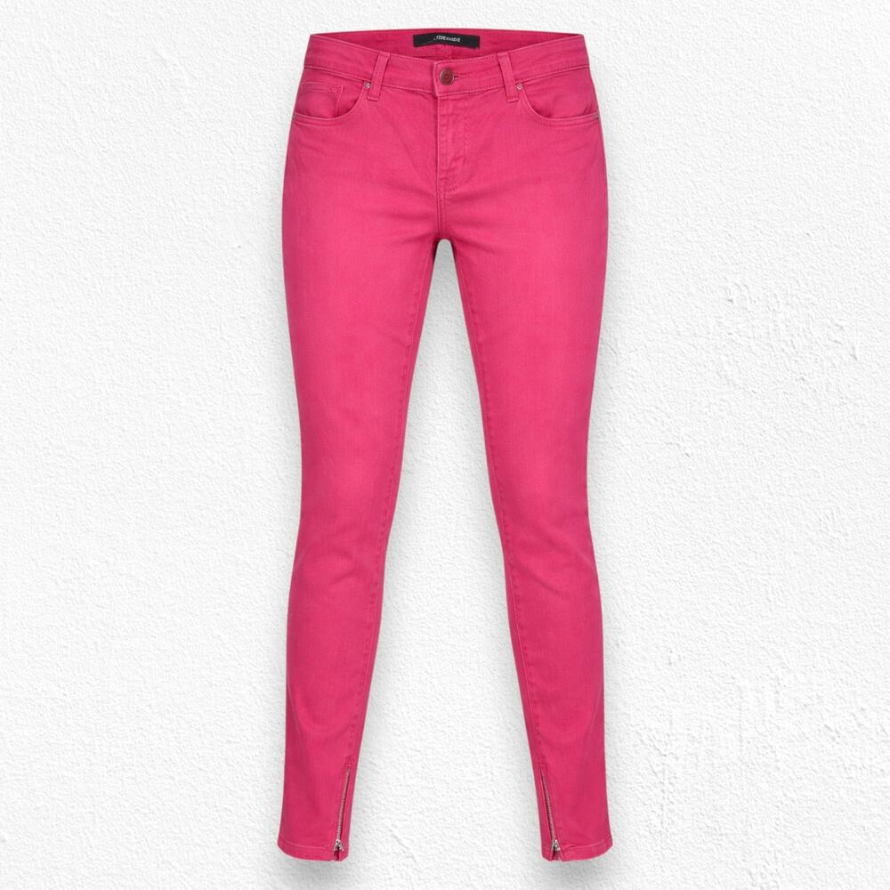 J Brand Cherry Red Burn Mid Rise Zippered Ankle Slim Crop Skinny Jeans Size 27